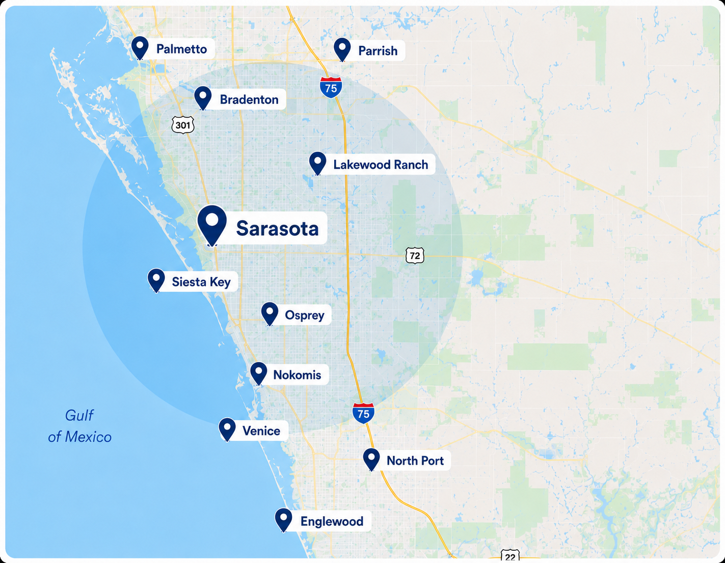 Map of Sarasota County service area